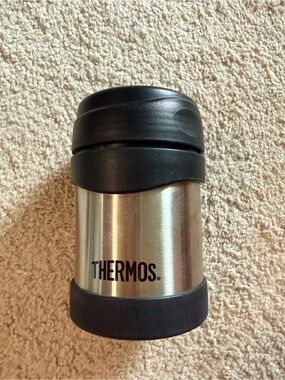 Thermos Stainless Steel Food Jar in Silver and Black